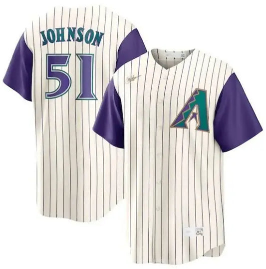Arizona Diamondbacks baseball jersey from the Cooperstown Collection in Cream and Purple