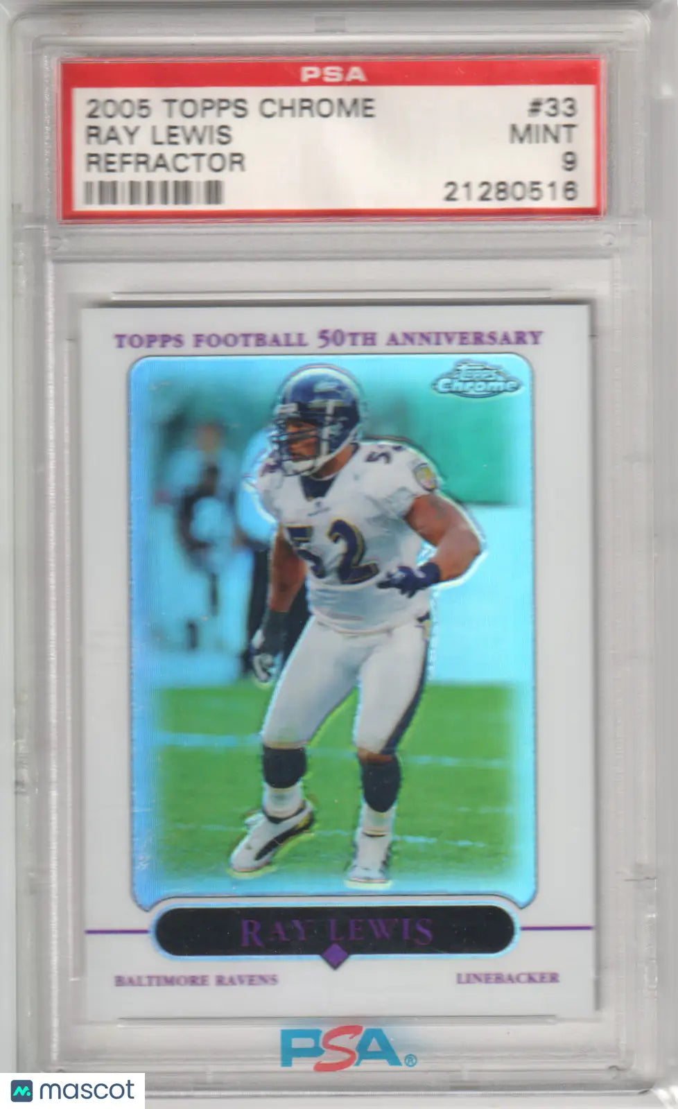 Columbia Hobby Topps Chrome Ray Lewis Refractor football card PSA 9 Mint