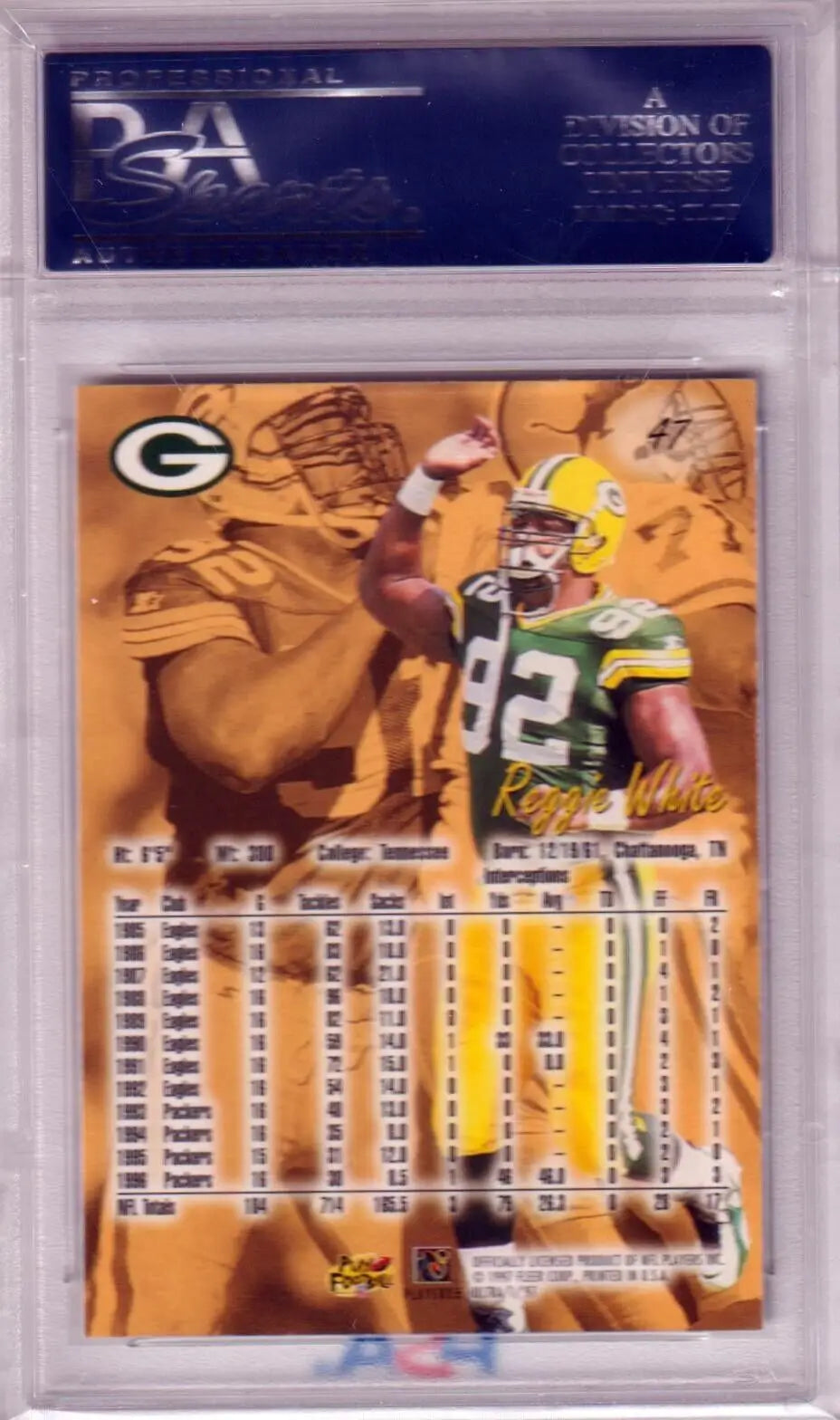 PSA-graded Reggie White 1997 Fleer Ultra HOF #47 single card in protective case