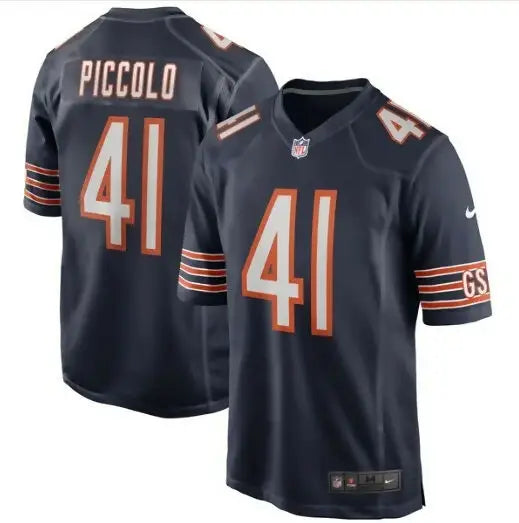 Dark blue Chicago Bears Piccolo jersey with orange and white accents, Nike Game Retired Player