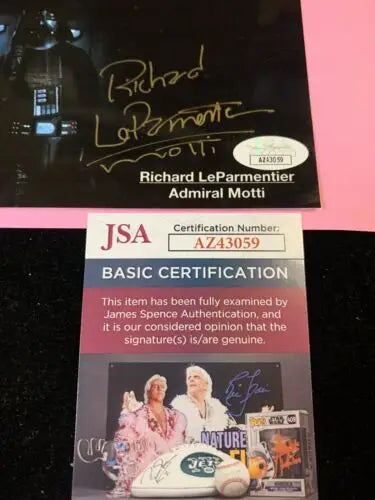 Autographed Richard LeParmentier Admiral Motti signed 8x10 photo auto JSA certified