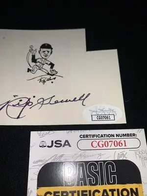 Autographed Rip Sewell Pittsburgh Pirates signed cut with JSA certification memorabilia