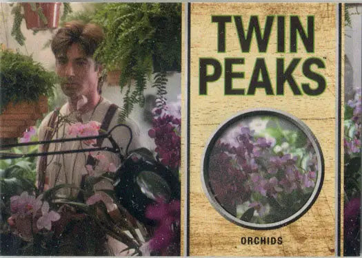 Promotional poster for Twin Peaks featuring orchids on Rittenhouse trading card