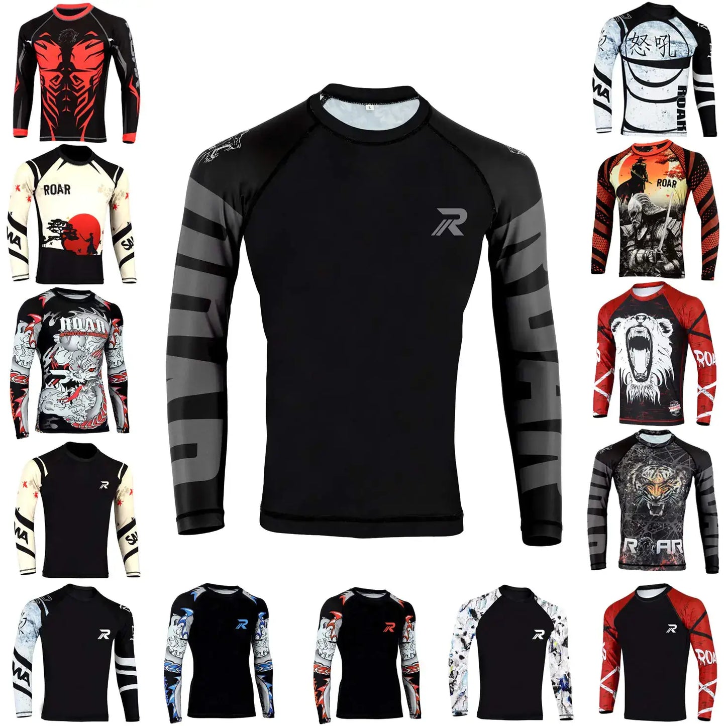 Long-sleeved rash guard for MMA Grappling Jiu Jitsu Training Mens Compression Shirt