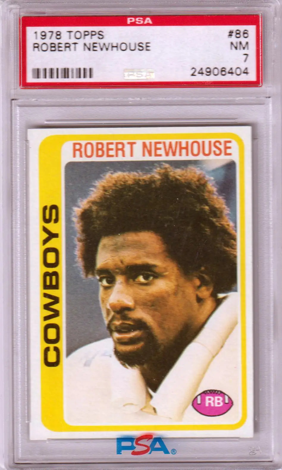 Graded 1978 Topps Robert Newhouse football card PSA 7 NM Cowboys collectible