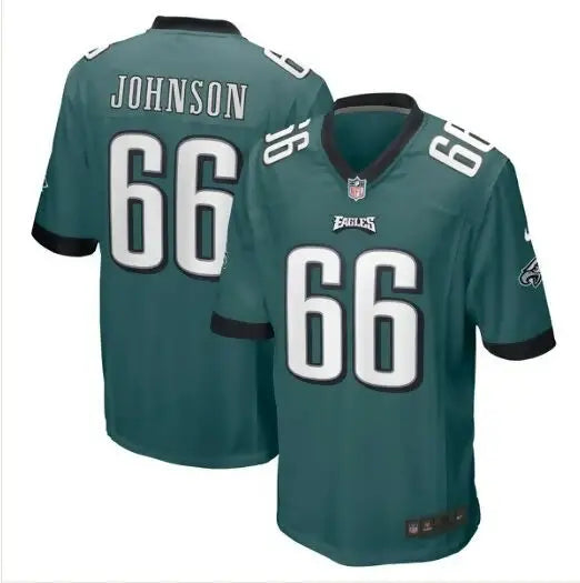 Green Philadelphia Eagles Nike Game Jersey with number 66 for Roderick Johnson