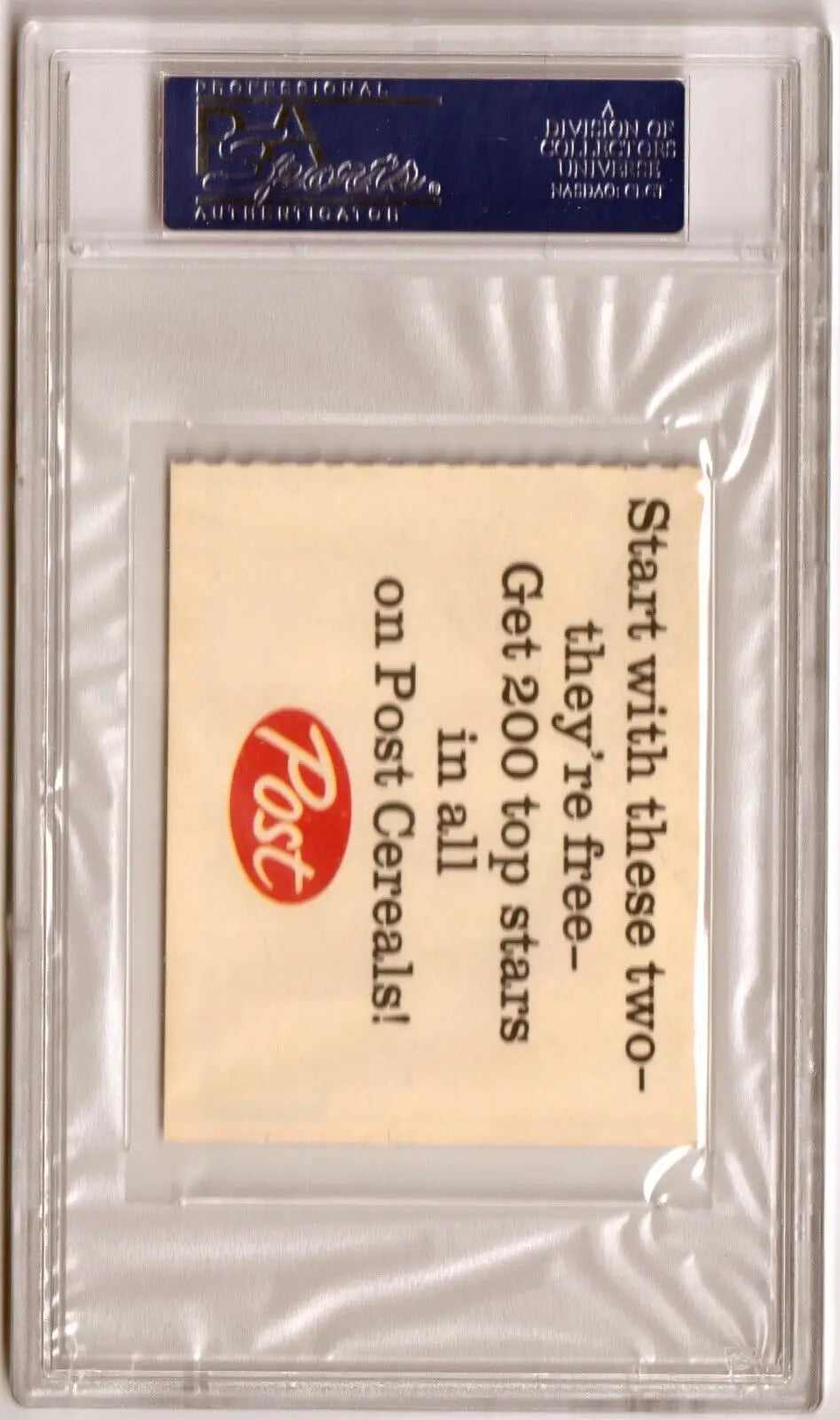 Post cereal advertisement card in protective case from Columbia Hobby with box free shipping
