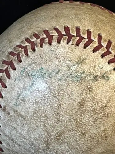 Worn baseball with red stitching from Roger Maris PreRookie 1955 Indians Auto Baseball