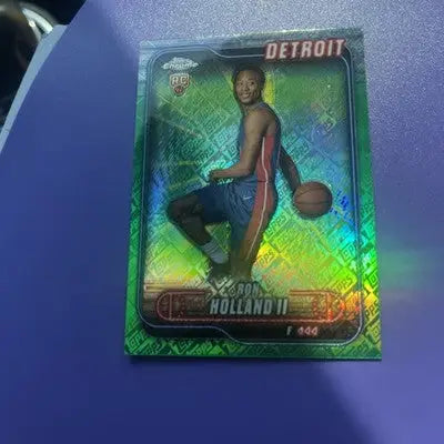 Shimmering Ron Holland II 2024-25 Topps Chrome Rookie basketball card for Detroit Pistons