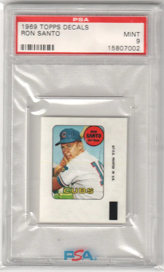 Graded Ron Santo baseball decal from Topps Decals featuring Columbia Hobby authenticity