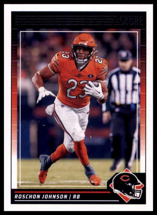 Roschon Johnson 2024 Score football trading card in orange jersey Chicago Bears