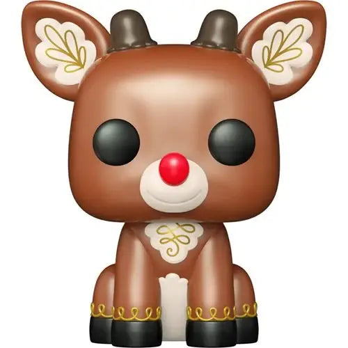 Funko Pop Reindeer Holiday Rudolph figure with gold trim and leaf patterns