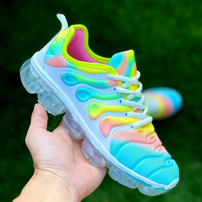 Colorful sports shoes with clear bubble sole for running training fitness women