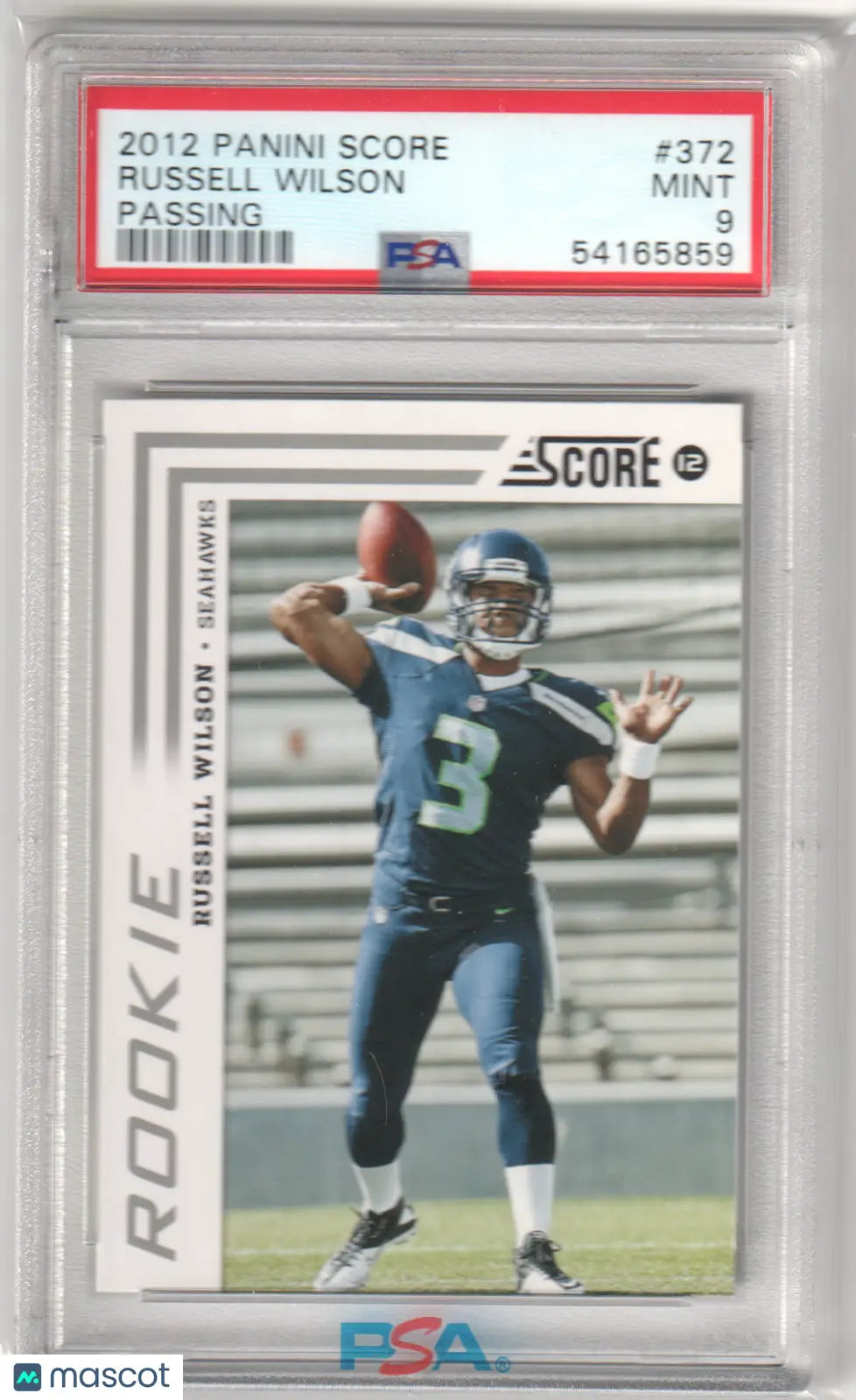 Graded 2012 Panini Score Russell Wilson Rookie football card from Columbia Hobby