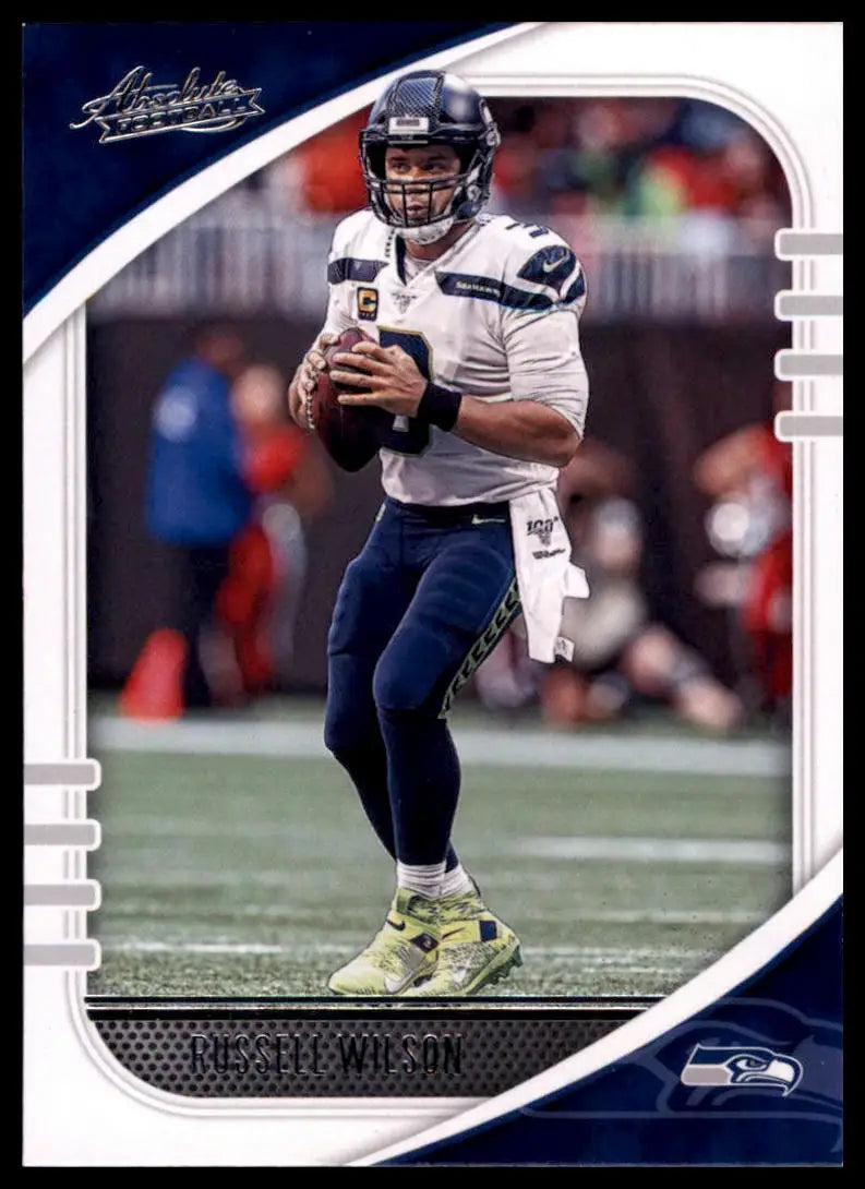 Russell Wilson football trading card from Panini Absolute 2020 Seattle Seahawks collection