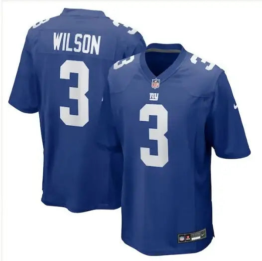 Blue New York Giants Nike game jersey with WILSON 3 name and number for Russell Wilson
