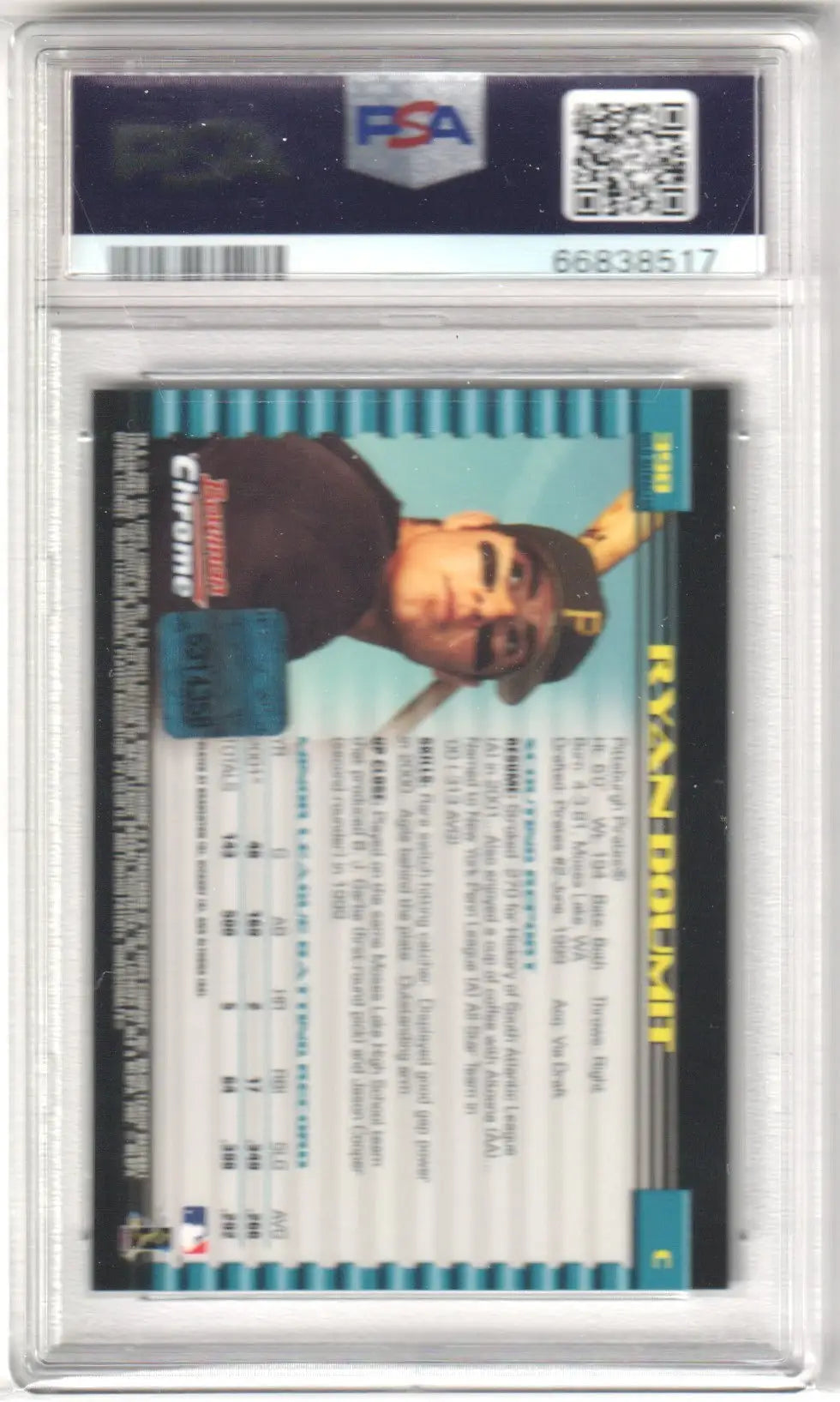 Encased Ryan Doumit 2002 Bowman Chrome Gold Refractor Autograph PSA 9 from Columbia Hobby