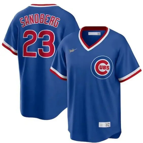 Blue Chicago Cubs Nike Road Cooperstown Collection Player Jersey featuring Ryne Sandberg design