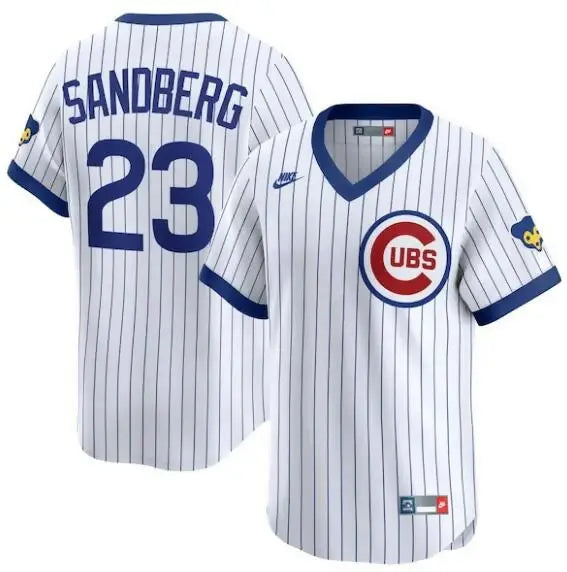White pinstripe Baseball jersey from Ryne Sandberg Chicago Cubs Nike Throwback Collection