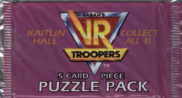 Unopened Saban’s VR Troopers trading card pack featuring puzzle pieces collectibles