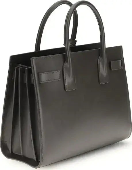 Dark grey patent leather Saint Laurent Sac De Jour Baby handbag with top handles