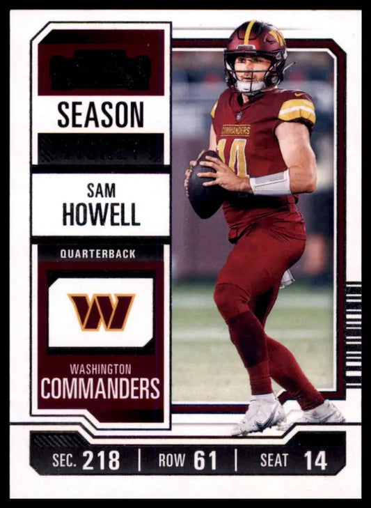 Sam Howell Washington Commanders football trading card from Panini Contenders 2023