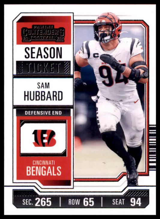 Football trading card featuring Sam Hubbard of the Cincinnati Bengals from Panini Contenders 2023