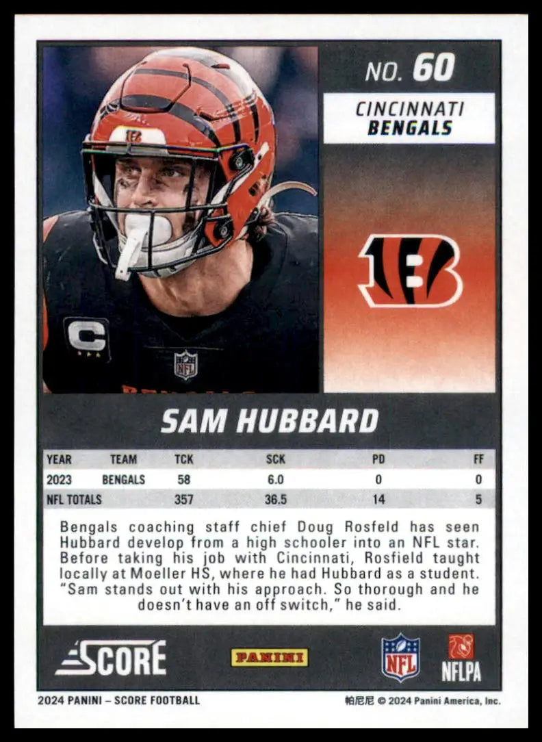 Sam Hubbard 2024 Score Football trading card in Cincinnati Bengals product display