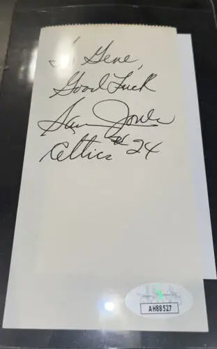 Sam Jones signed cut signature JSA certified Boston Celtics memorabilia display