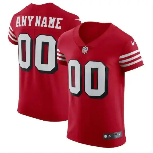 Red San Francisco 49ers Nike Alternate Vapor Elite Custom Jersey with white numbers and customizable nameplate