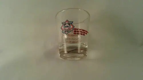 San Francisco Giants shot glass with clear glass tumbler and red green emblem