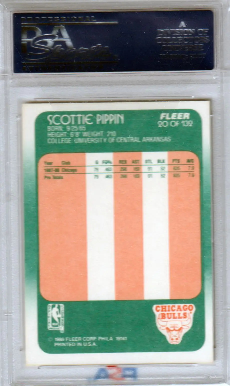 Graded Scottie Pippen basketball card from Fleer RC Rookie collection by Columbia Hobby