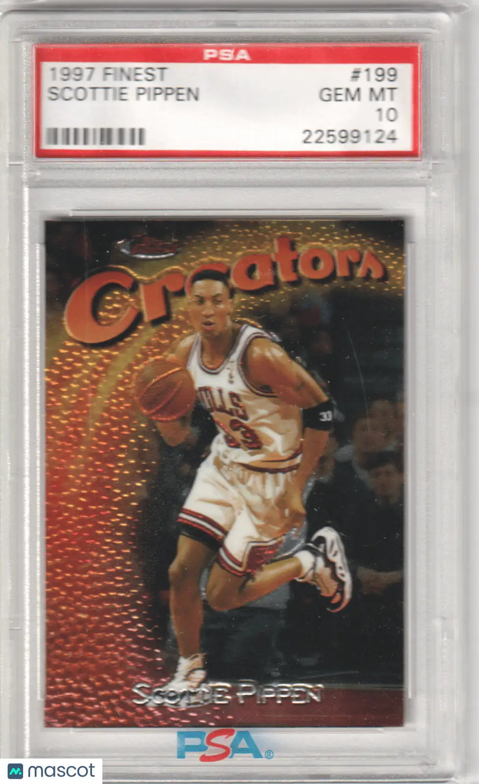 Graded Scottie Pippen basketball card from Topps Finest featured in Columbia Hobby listing