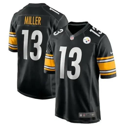 Black and gold Pittsburgh Steelers Scotty Miller Nike Game Jersey with number 13