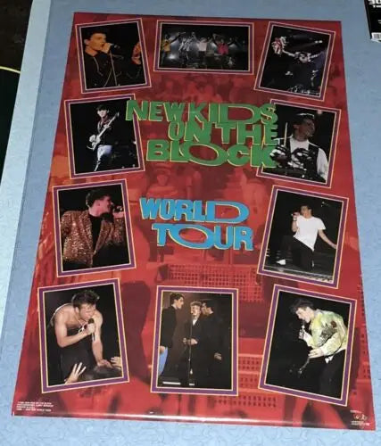 Sealed New Kids on the Block World Tour 1990 vintage funky original poster #3285