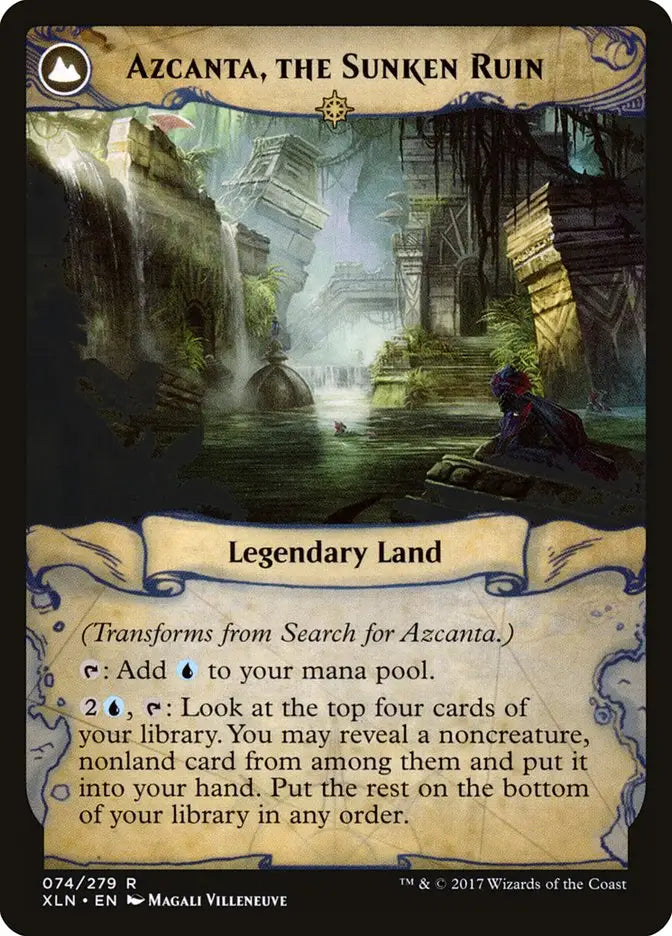 Magic The Gathering card Search for Azcanta featuring a legendary sunken ruin land