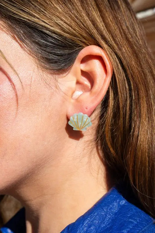 Seashell Studs - Seafoam Pearl USA ?? - Seafoam Pearl / OneSize - Earrings