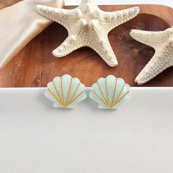 Seashell Studs - Seafoam Pearl USA ?? - Seafoam Pearl / OneSize - Earrings