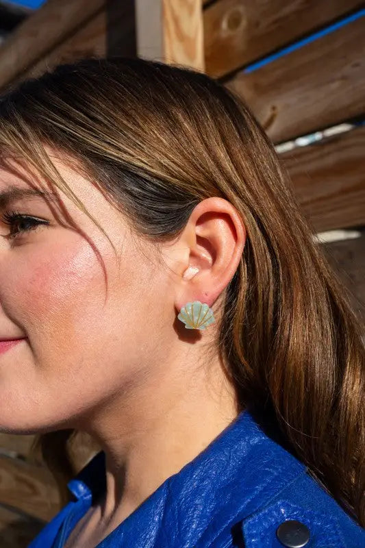 Seashell Studs - Seafoam Pearl USA ?? - Seafoam Pearl / OneSize - Earrings