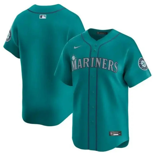 Teal Seattle Mariners Nike Alternate Limited Jersey displaying Aqua color and team logo