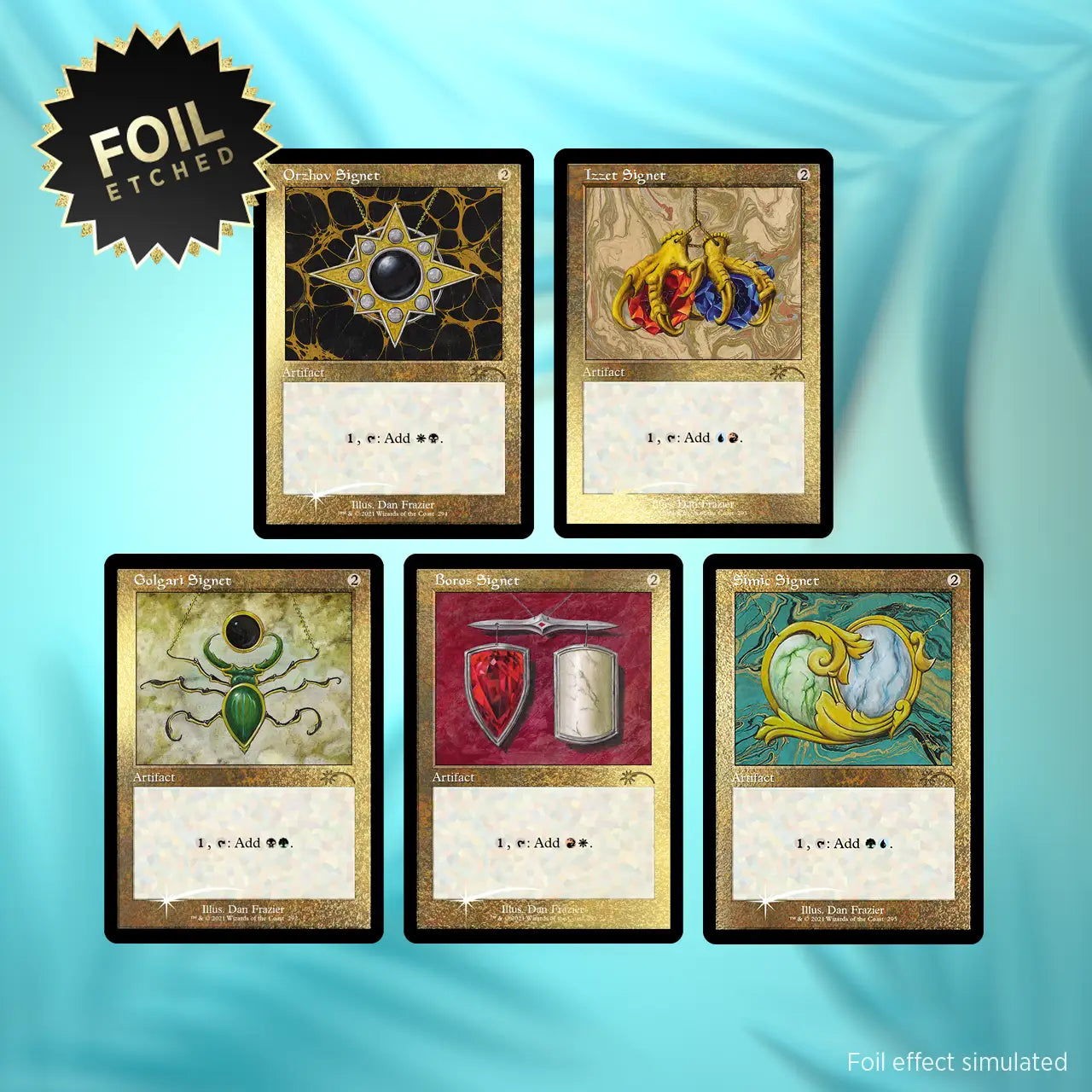 Foil etched Magic The Gathering Signet artifact cards from Secret Lair Drop Series Laid Drop Series