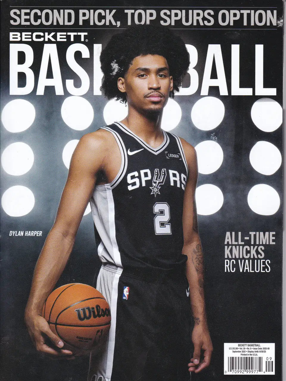 Beckett Basketball Magazine featuring a Spurs player on the cover for September 2025 issue