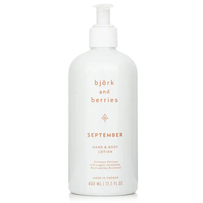 White pump bottle of September Hand & Body Lotion 400ml for smooth skin