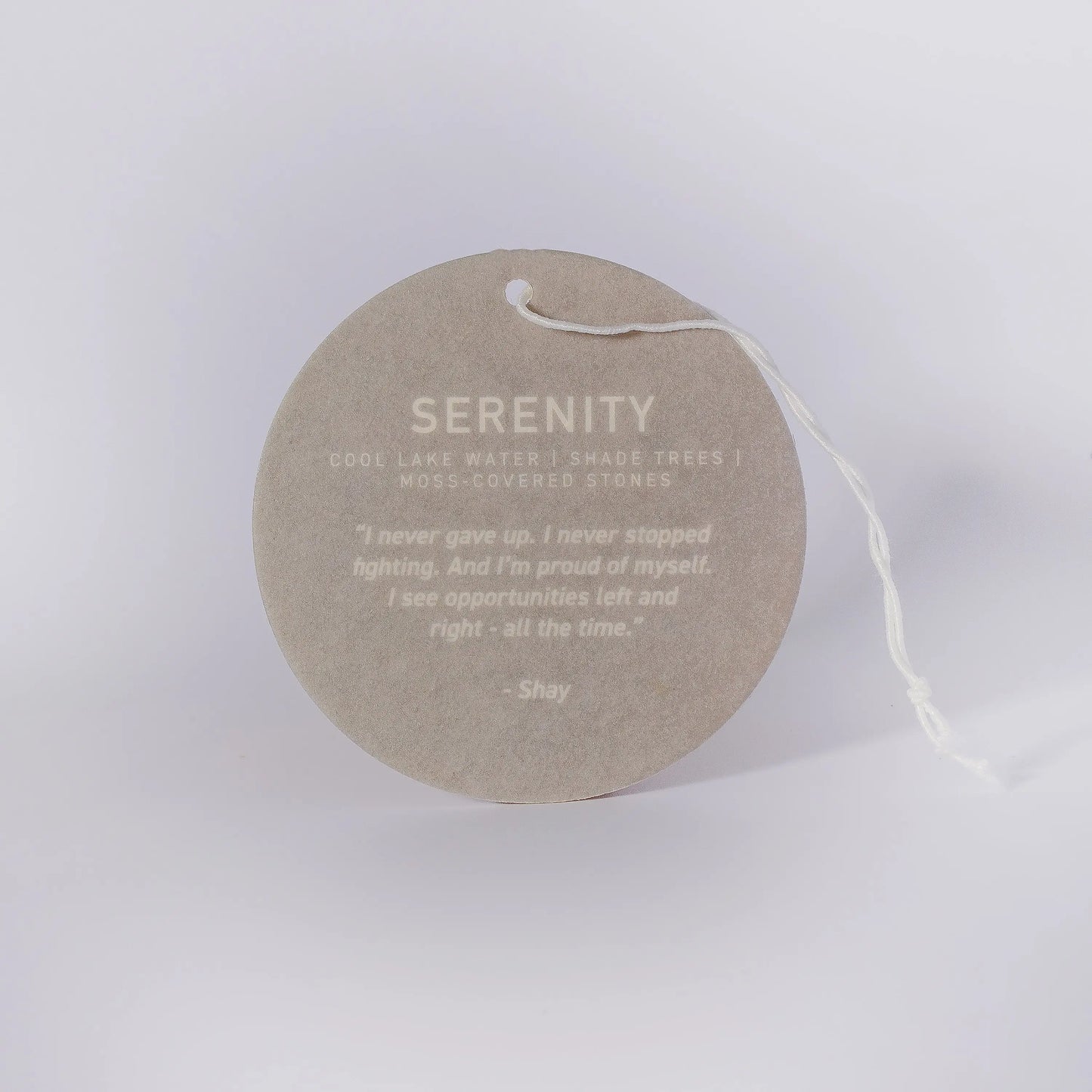 Serenity candle is filled in a beautiful custom glass vessel with the word - candle