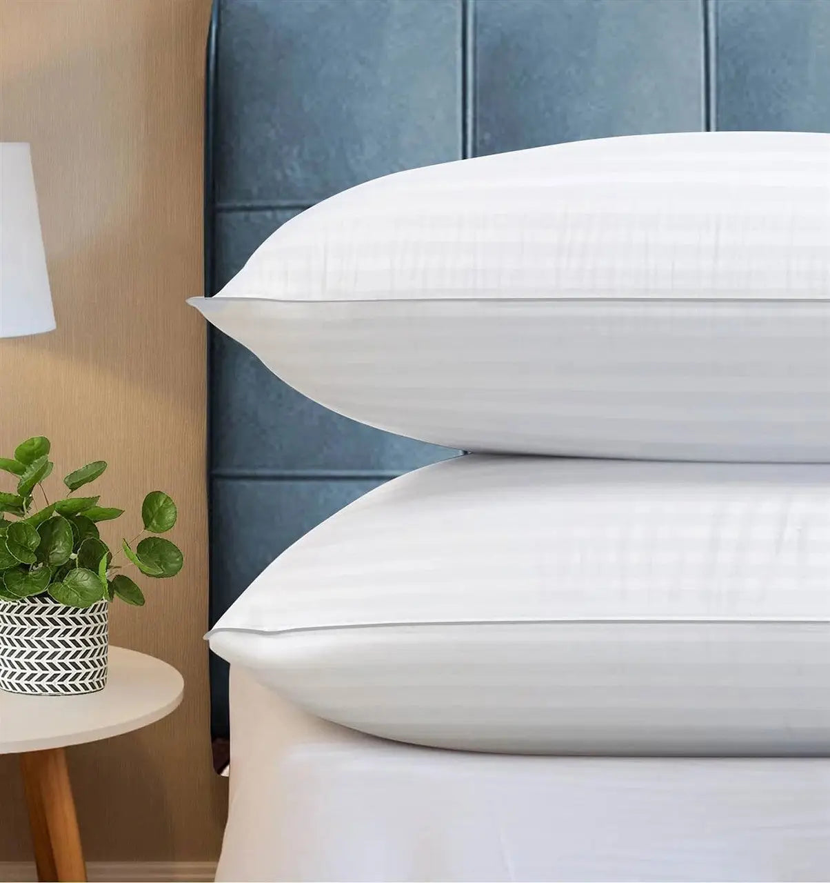 Set of 2 Machine Washable Down Alternative Bed Pillow with Cotton Cover - Queen - Pillows