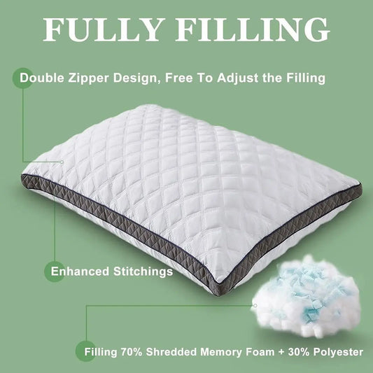 Set of 2 Standard Shredded Memory Foam Polyester Pillow with Removeable Cover - Pillows