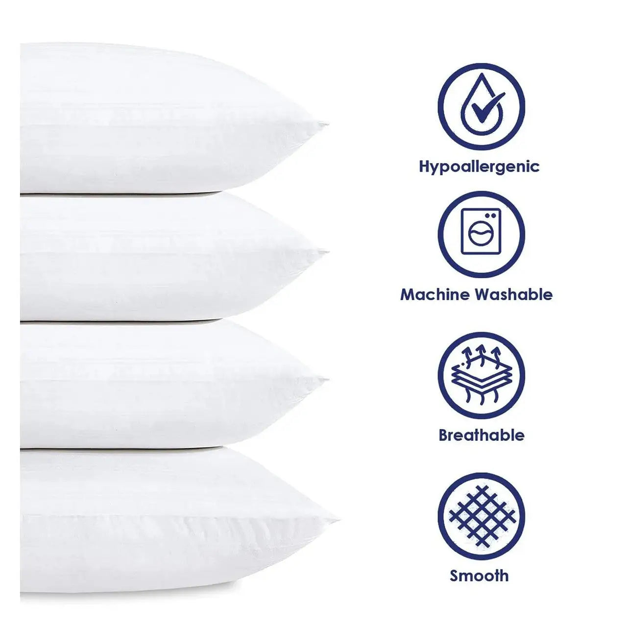 Set of 4 - King size Down Alternative Pillows - Machine Washable - Pillows