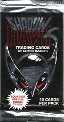 Sealed Shadowhawk trading card pack with red-eyed creature design on wrapper