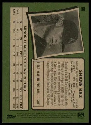 Shane Baz baseball card from Topps Heritage Minor League Bowling Green Hot Rods