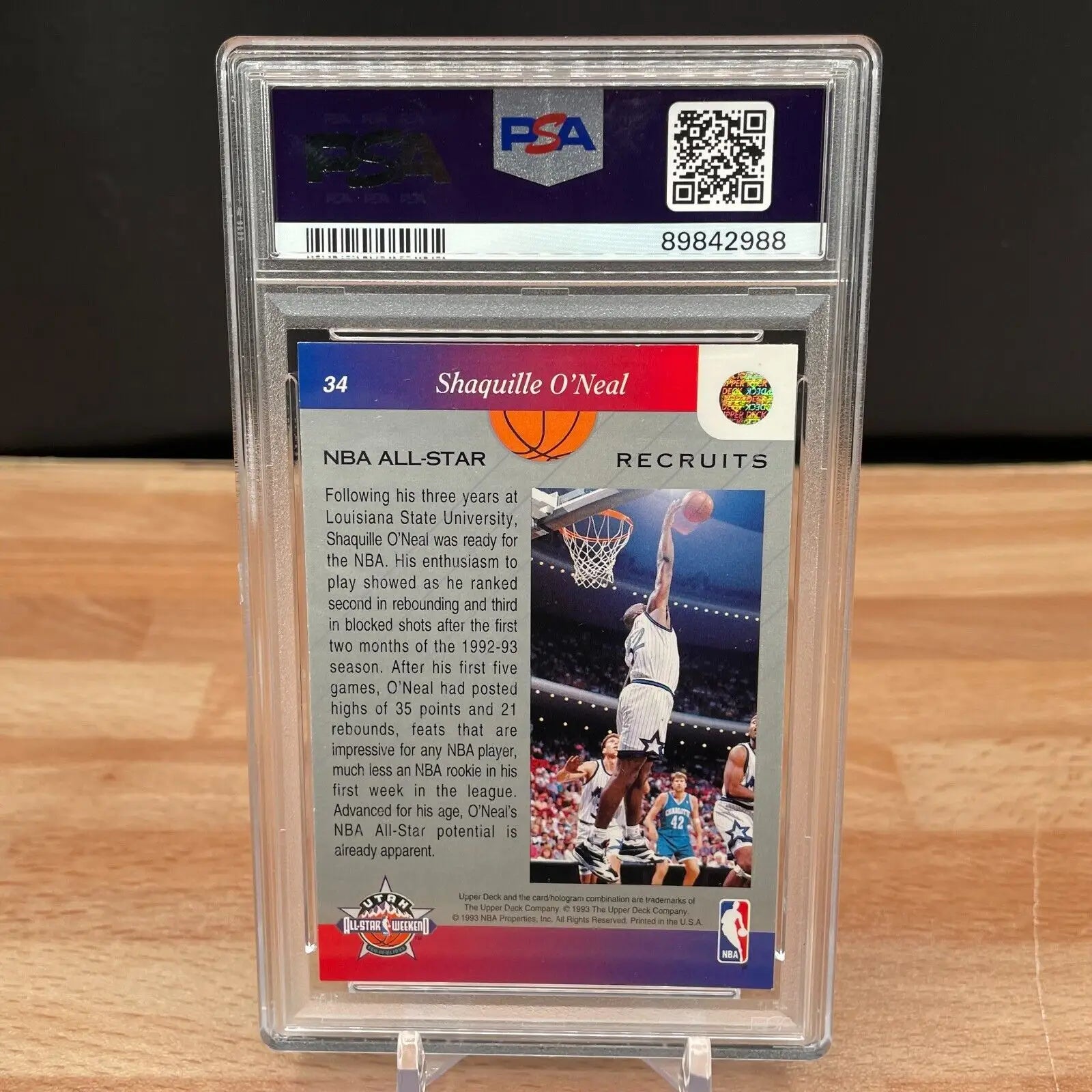 Graded Shaquille O’Neal 1992 Upper Deck Star Weekend Rookie Card PSA 7 for collectors